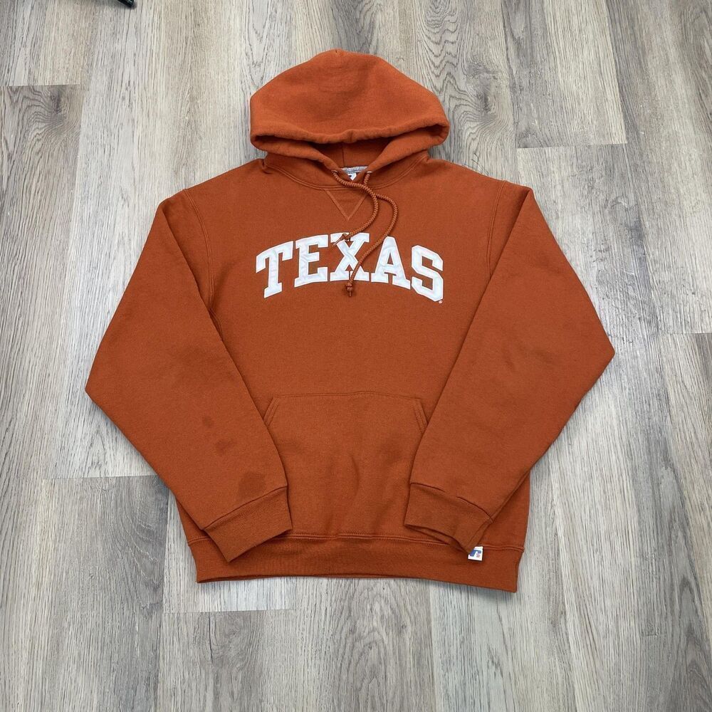 Texas Longhorns Hoodie Mens Medium Burnt Orange NCAA Football Russell Athletic